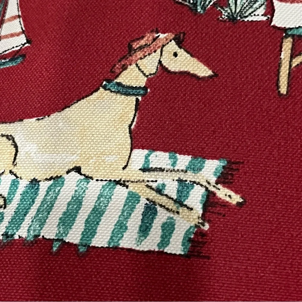 Hampton Bay Red Dogs & Beach Themed Throw Pillow 17x17” Spot Clean AllOver Print
